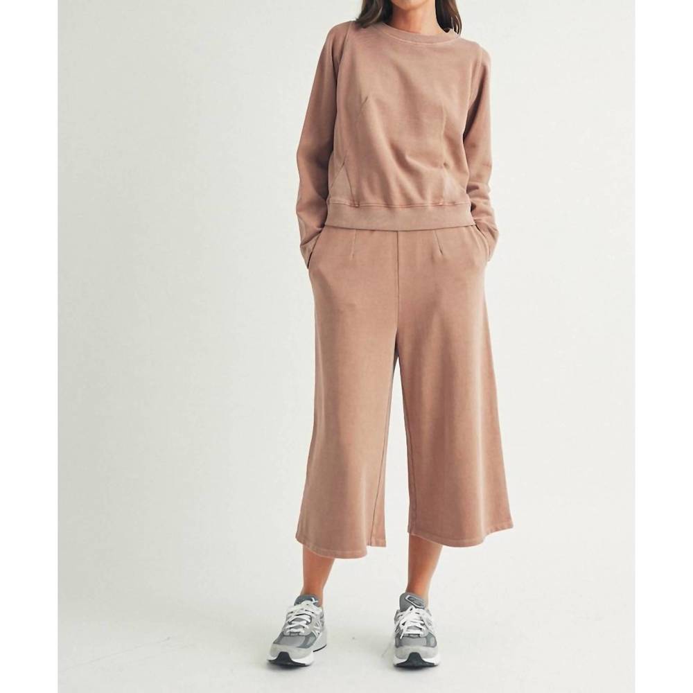NEW ELLE GREY wide leg crop sweatpant in coral haze